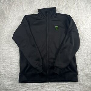 Monster Energy Sweater Mens Medium Black Full Zip Unleash The‎ Beast Grunge Y2K